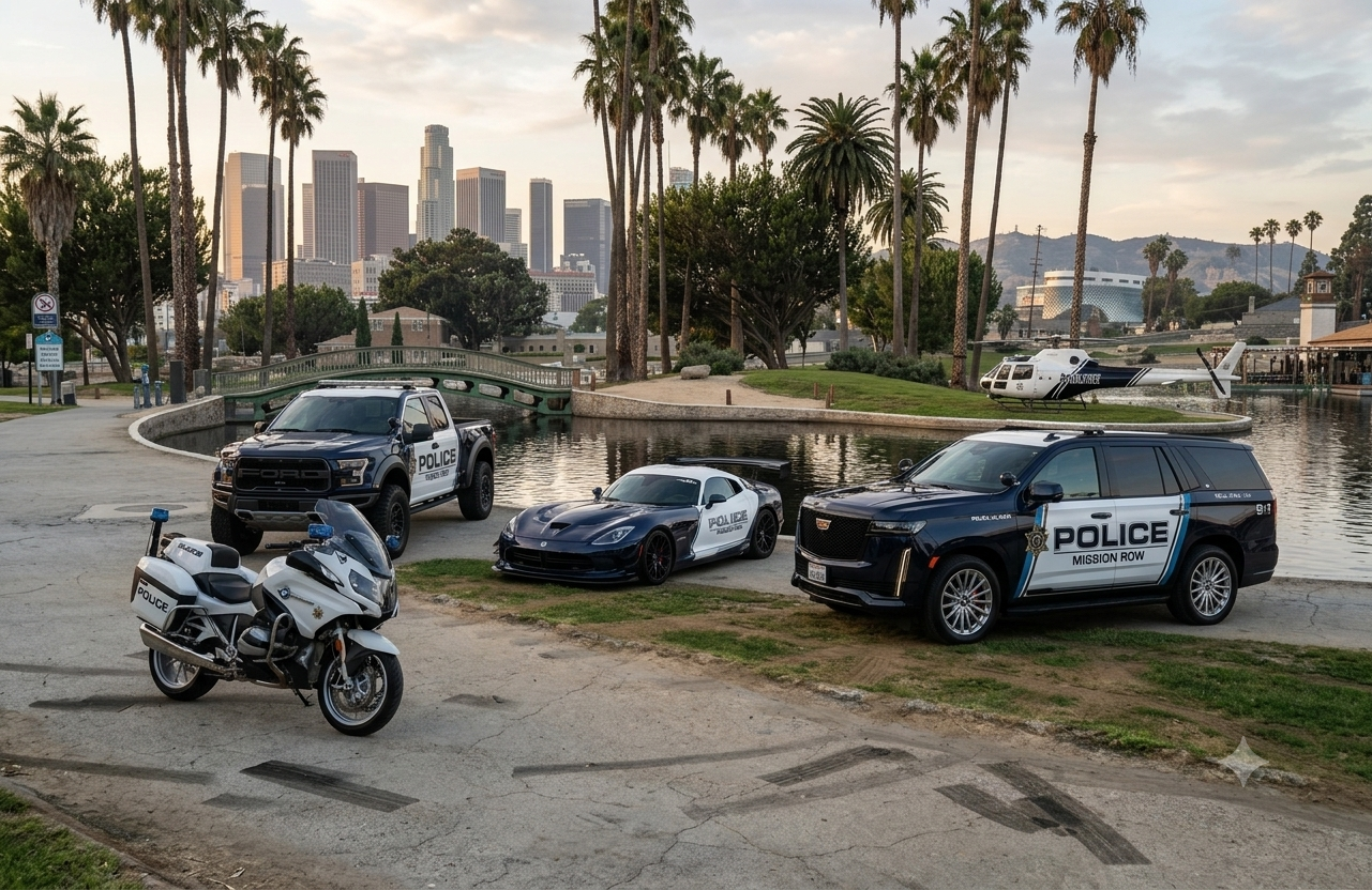 Polizeifahrzeuge des New Haven Police Departments am Stadtpark